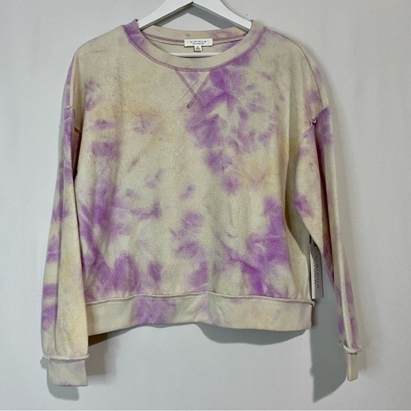 Kirious Women’s Reverse Tie Dye Long Sleeve Pullover Sweatshirt Purple Sz M NWT - Picture 1 of 8